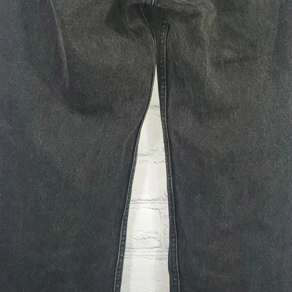 Zara Women's Relaxed Baggy Fit Button Up Black Non Distressed  Unhem Jeans Sz 2 - Picture 7 of 12